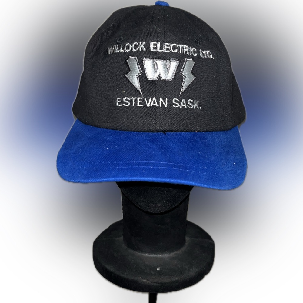 Willock Electric Ltd. Vintage AJM Hat Estevan Sask. Black & Blue Canada-Made